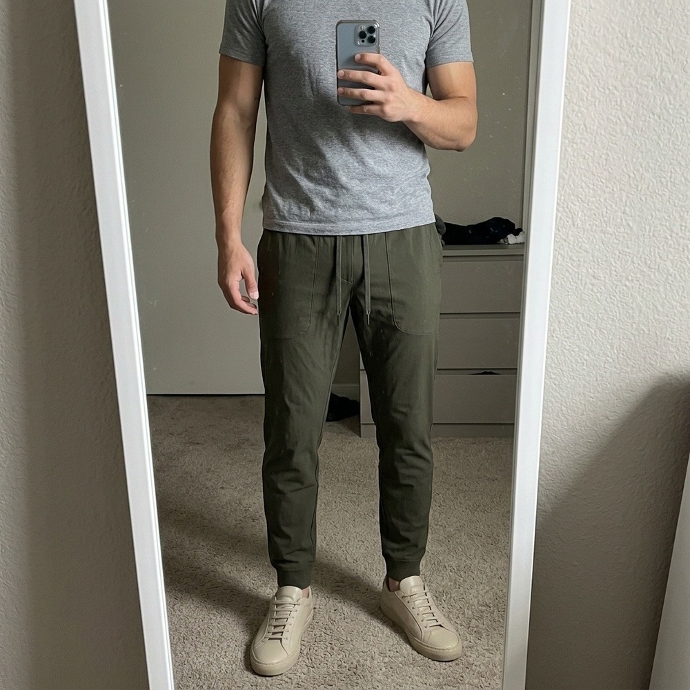 Lululemon ABC Warpstreme Joggers Mens Small Green Drawstring Tapered Athleisure
